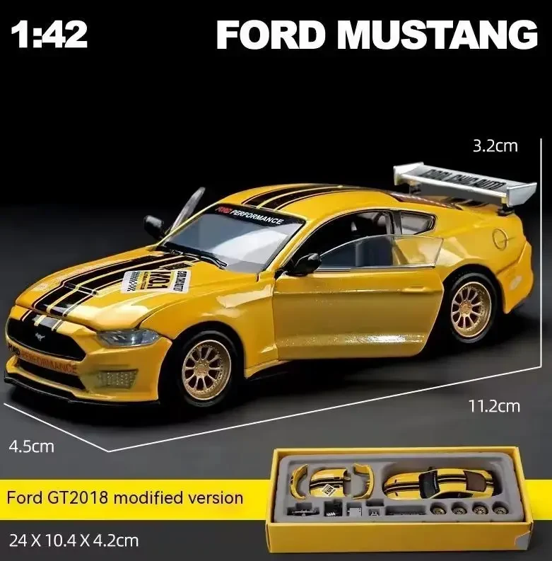 Модель авто Ford Mustang 1:42 – металевий колекційний конструктор (моделька + запчастини для тюнінгу), деталізована копія для