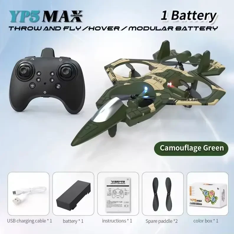 Дистанційно Керований Літак 2.4G YP3 RC Glider Jet Plane Літак з Підсвіткою, Хакі