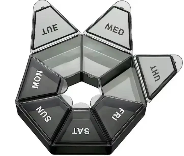 Портативна аптечка-таблетниця на 7 днів 7 Days Pill Box – компактний контейнер для ліків, Чорний