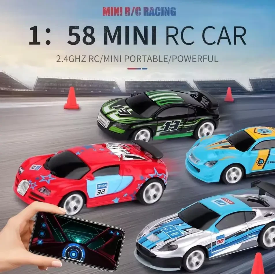Міні радіокерована машинка 1:58 – RC авто з акумулятором, дрифт-багі в банці, іграшка для дітей