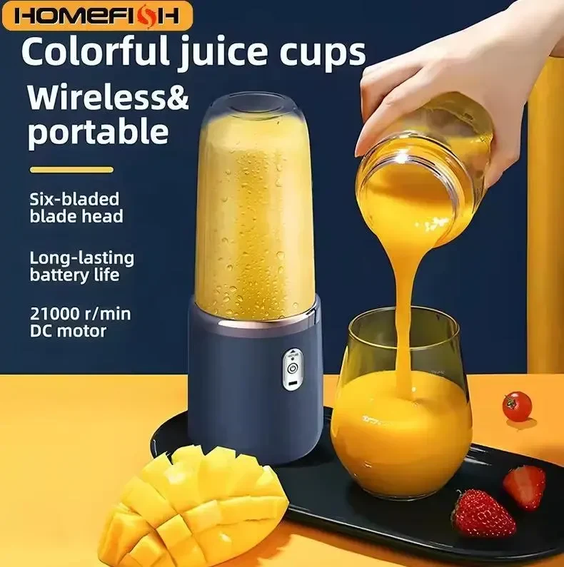Переносний електричний блендер Portable Blender Bottle Electric для соків, смузі із фруктів, Синій