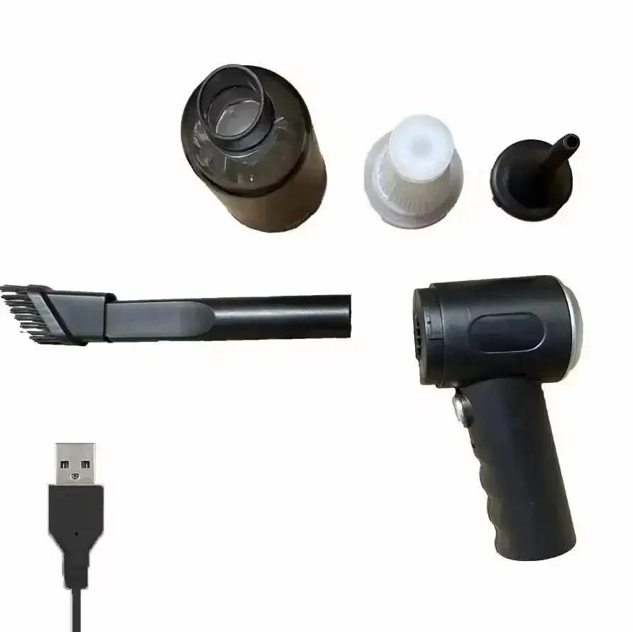 Портативний бездротовий автомобільний міні-пилосос для авто та дому, USB зарядка, Чорний