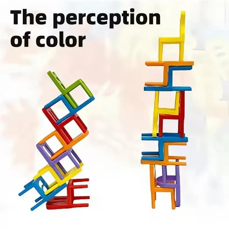 Інтерактивна настільна гра Stacking Chairs – дженга із стільців, балансувальна гра вежа, 42 стільця в наборі