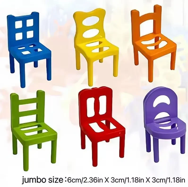 Інтерактивна настільна гра Stacking Chairs – дженга із стільців, балансувальна гра вежа, 42 стільця в наборі