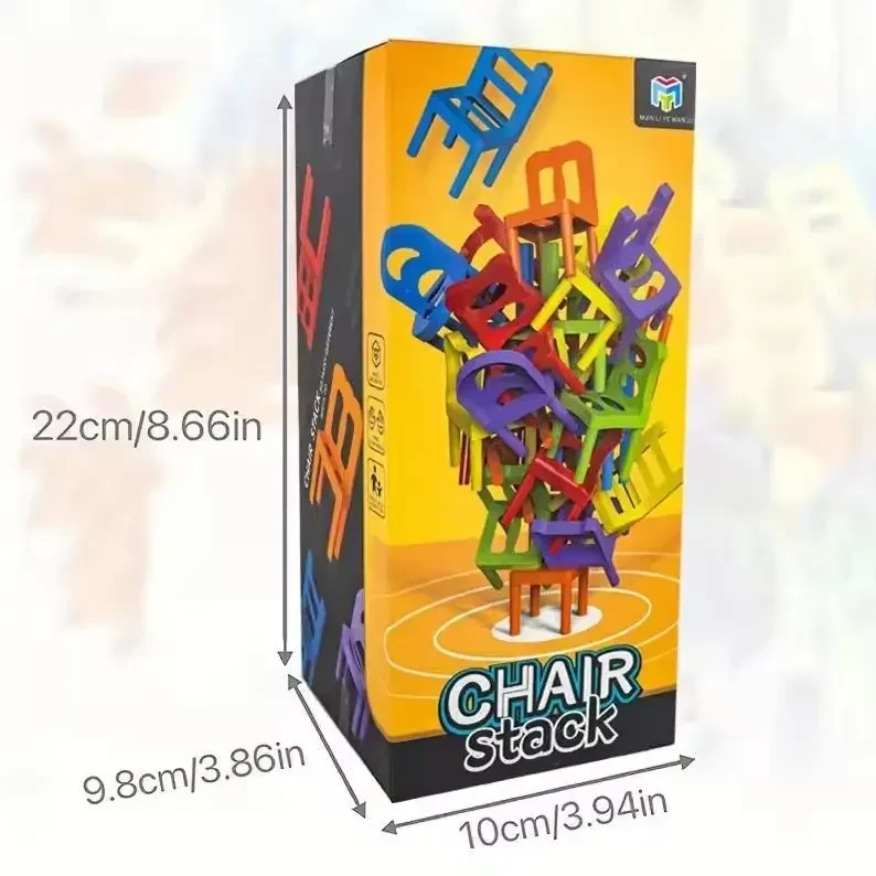 Інтерактивна настільна гра Stacking Chairs – дженга із стільців, балансувальна гра вежа, 42 стільця в наборі