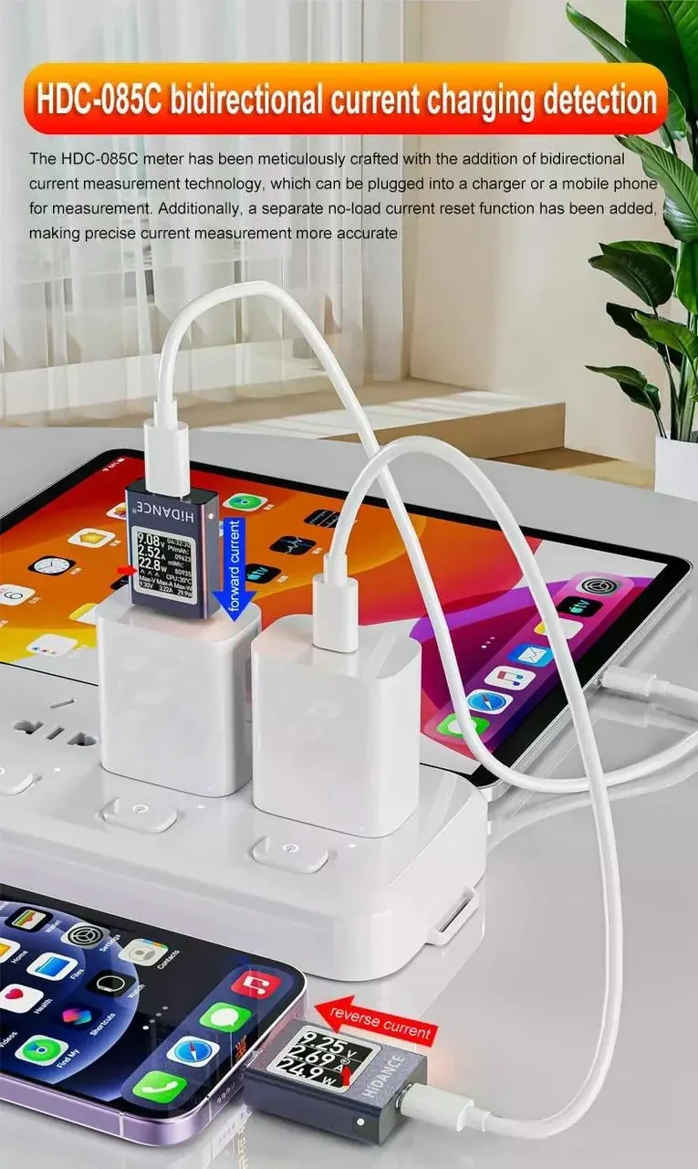 Цифровий тестер напруги та струму 13-в-1 DC 4.5–50V 0–12A з OLED-дисплеєм, USB Type-C PD3.1 QC3.0 зарядний аналізатор, Сірий