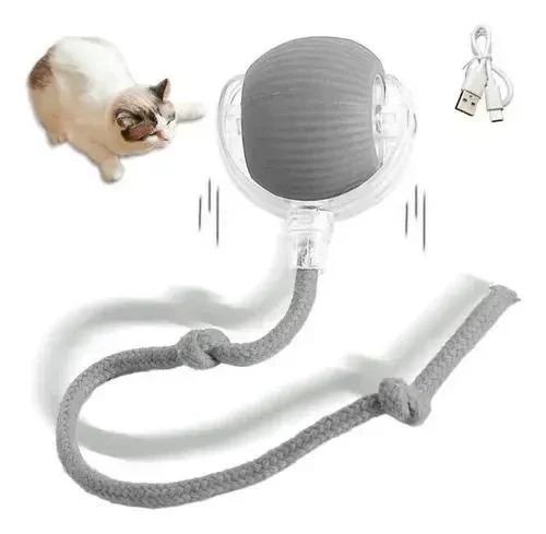 Інтерактивна іграшка куля для котів — Smart Pet Ball, 3 режими руху, заряджання від Type-C, вбудований акумулятор, Сірий