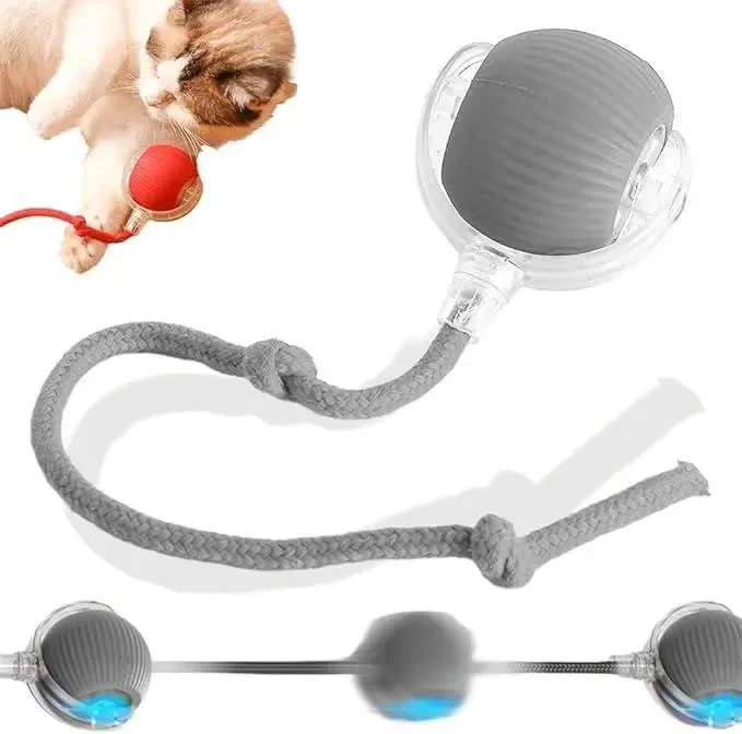 Інтерактивна іграшка куля для котів — Smart Pet Ball, 3 режими руху, заряджання від Type-C, вбудований акумулятор, Сірий