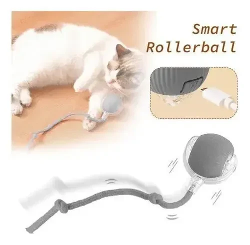 Інтерактивна іграшка куля для котів — Smart Pet Ball, 3 режими руху, заряджання від Type-C, вбудований акумулятор, Сірий