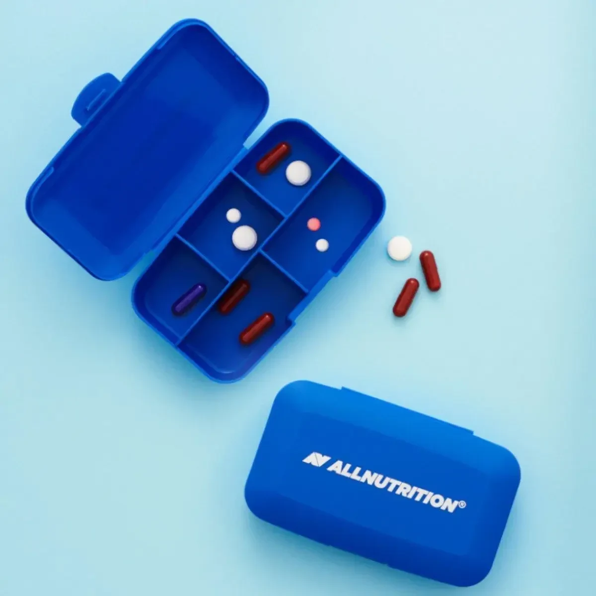 Контейнер для капсул, таблетниця AllNutrition 5 секцій, Синій