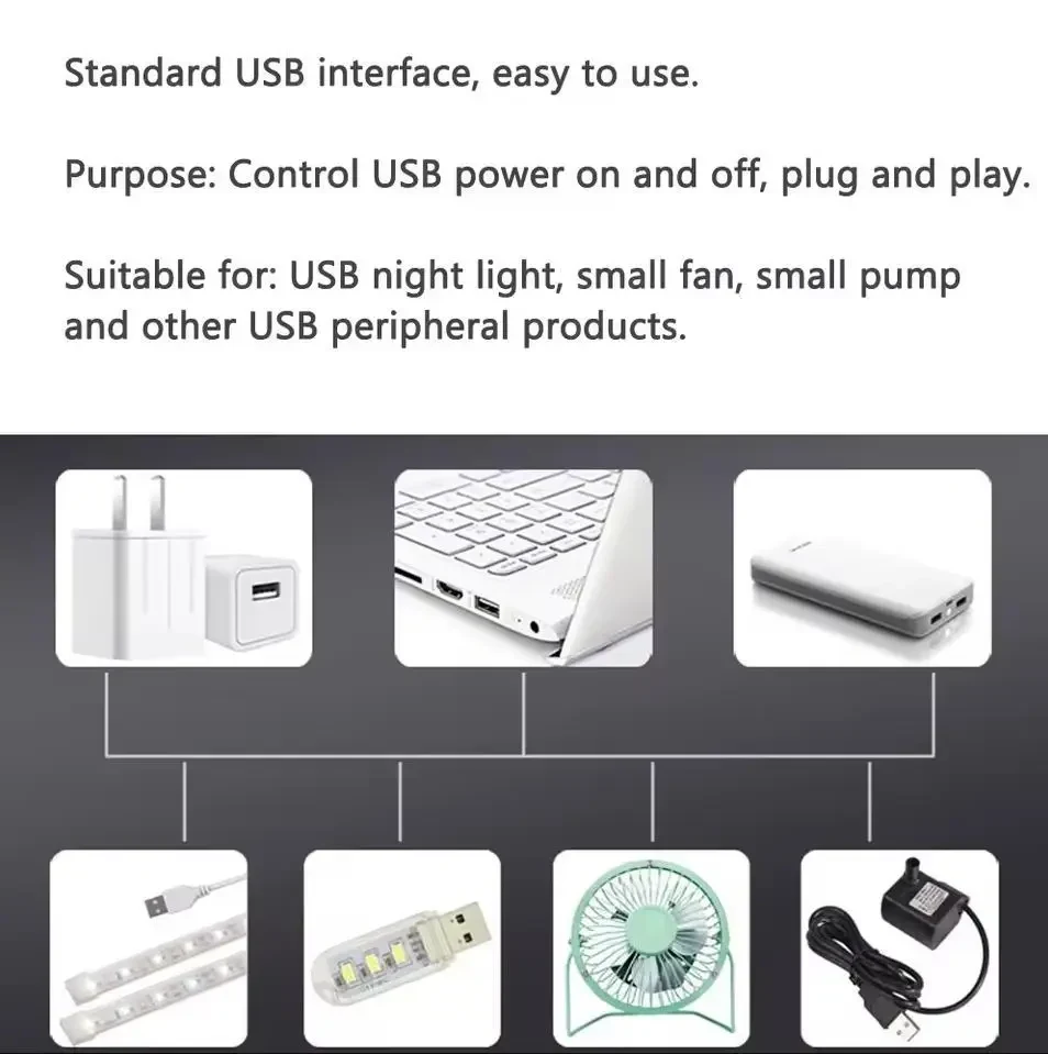 Бездротовий USB RF вимикач живлення 5В для LED-стрічки (бездротове USB реле), лампи для читання, вентилятора, світильників