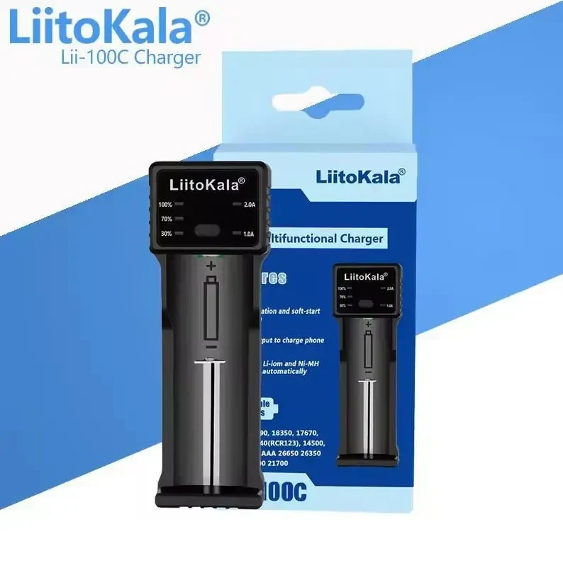 Зарядний пристрій LiitoKala Lii-100C для акумуляторів 18650 / 18350 / 26650 / 16340 / RCR123 / 14500