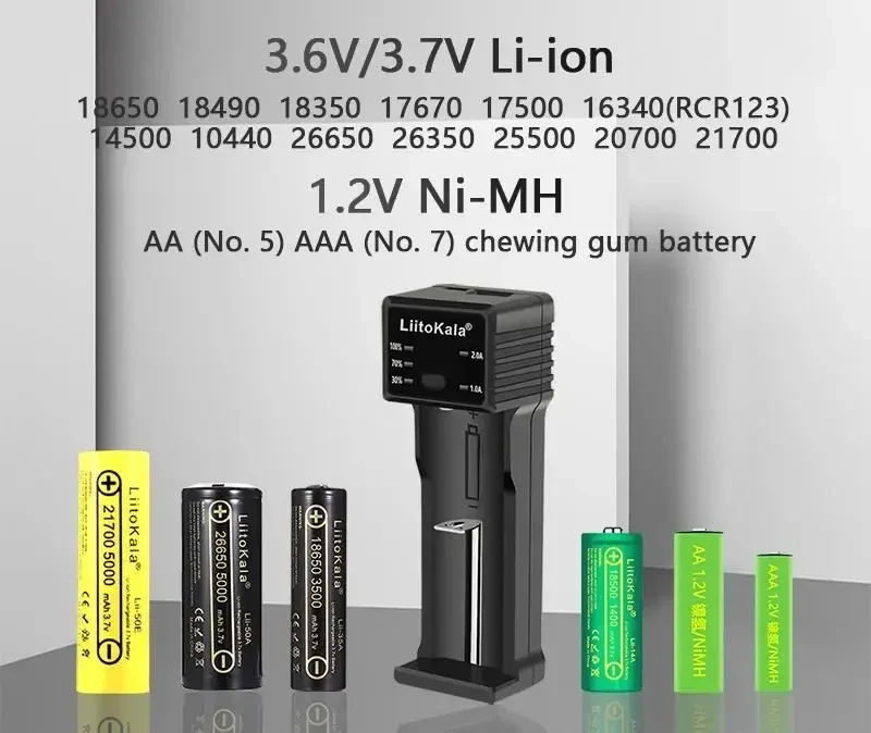 Зарядний пристрій LiitoKala Lii-100C для акумуляторів 18650 / 18350 / 26650 / 16340 / RCR123 / 14500
