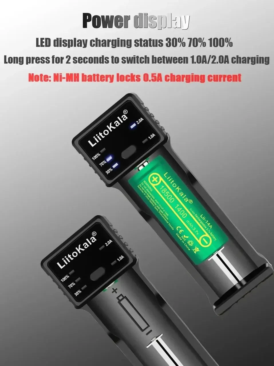 Зарядний пристрій LiitoKala Lii-100C для акумуляторів 18650 / 18350 / 26650 / 16340 / RCR123 / 14500