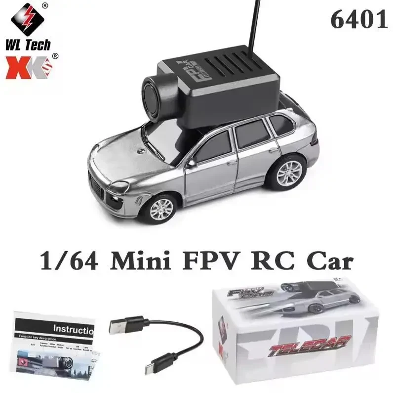 Міні радіокерована машинка з FPV-камерою, управління з додатку, WLtoys 6401 (1:64), Срібляста