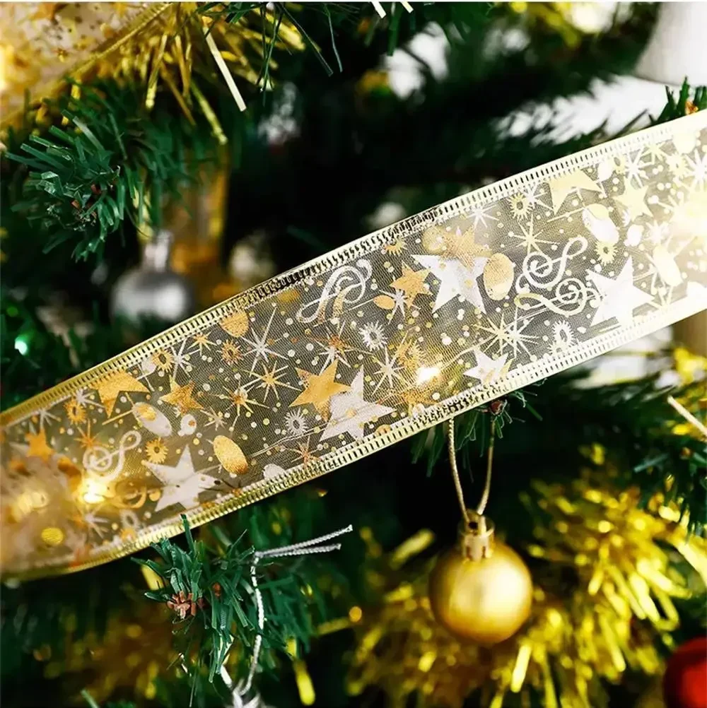 Світлодіодна різдвяна стрічка-бантик LED Christmas Ribbon Fairy Light 5 метрів на батарейках, для декору ялинки та дому
