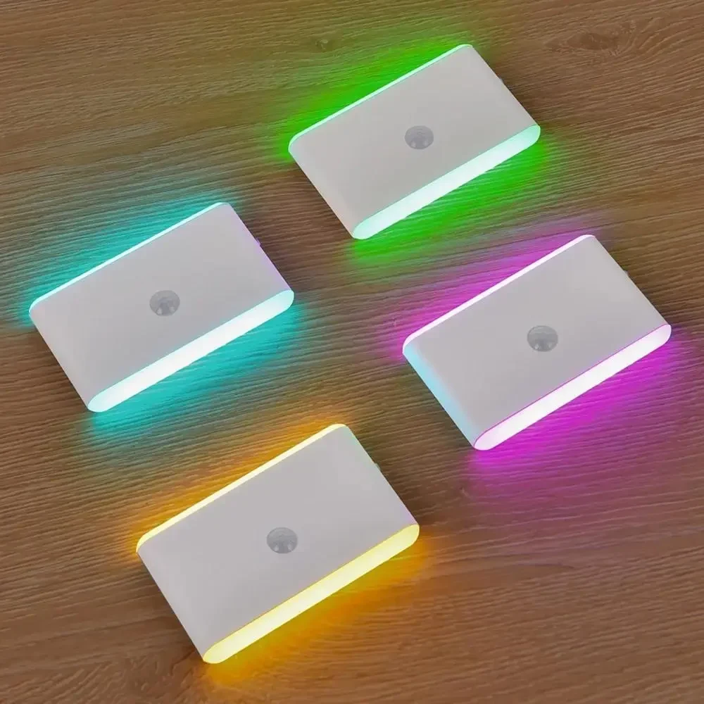 Автоматичний нічник з датчиком руху Portable Night Lamp | Вбудований акумулятор, Type-C | RGB світлодіоди | Магнітний