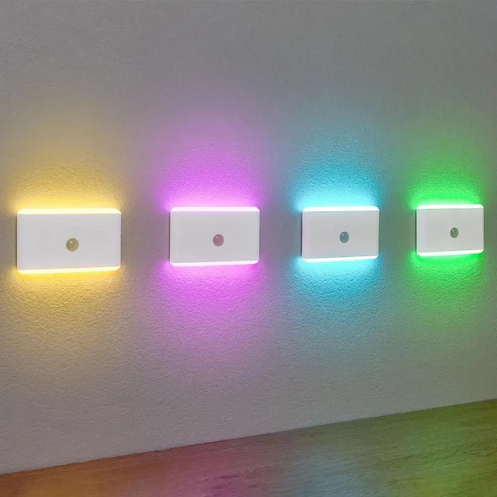 Автоматичний нічник з датчиком руху Portable Night Lamp | Вбудований акумулятор, Type-C | RGB світлодіоди | Магнітний