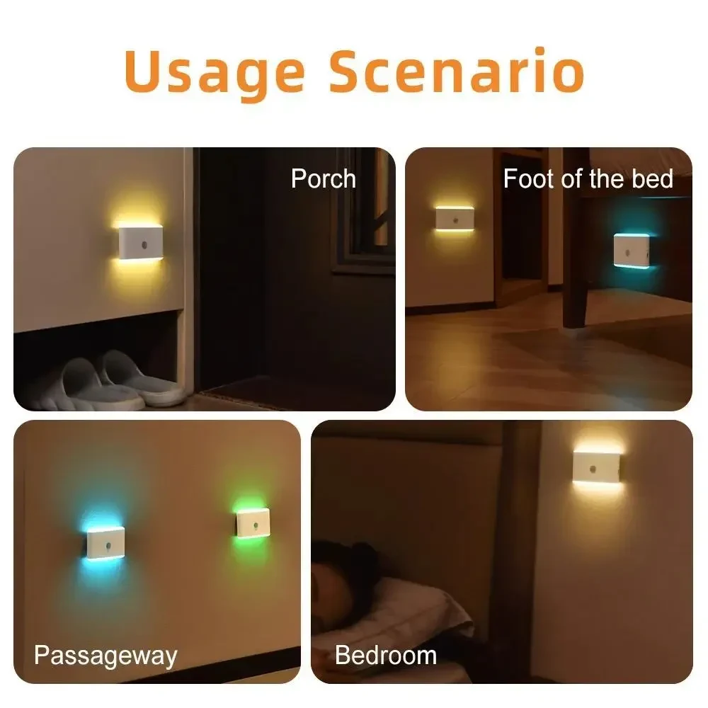 Автоматичний нічник з датчиком руху Portable Night Lamp | Вбудований акумулятор, Type-C | RGB світлодіоди | Магнітний
