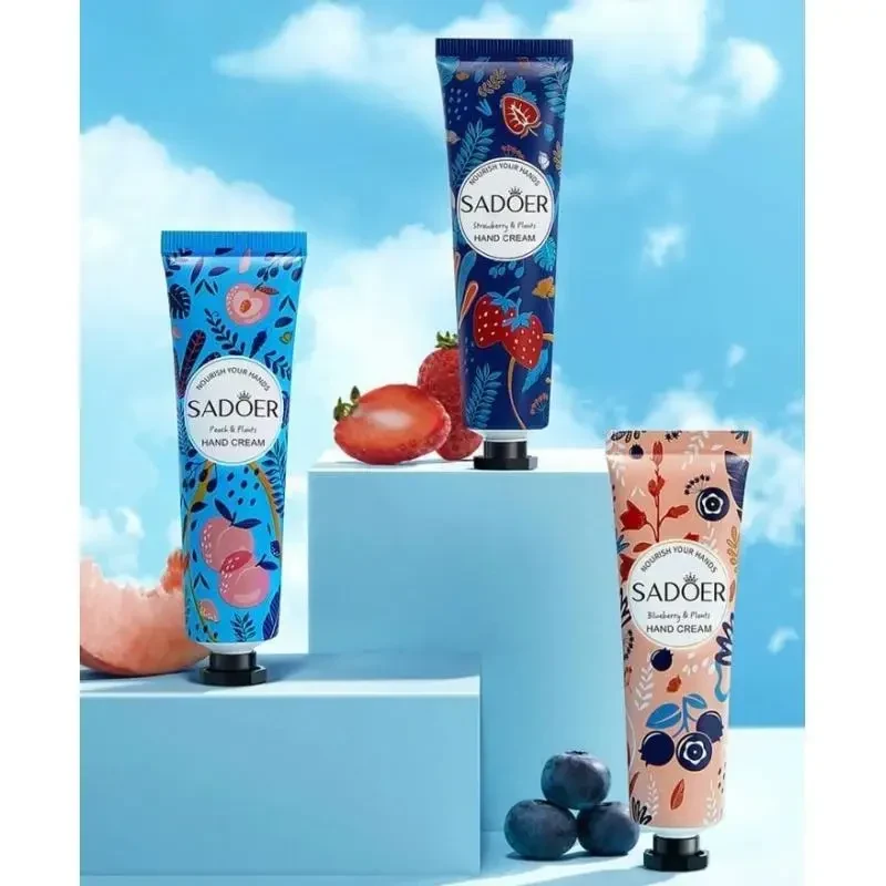 Набір зволожуючих кремів для рук SADOER Fruit Plant Fragrance (Чорниця, Персик, Полуниця) — 5 шт в наборі