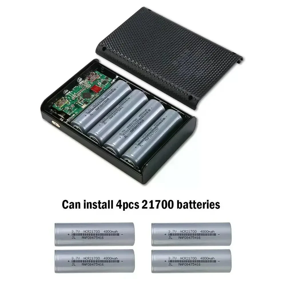 Корпус Power Bank на 4×21700 з QC3.0 та 22.5W Fast Charge. LCD дисплей, LED ліхтарик, портативний DIY зарядний бокс