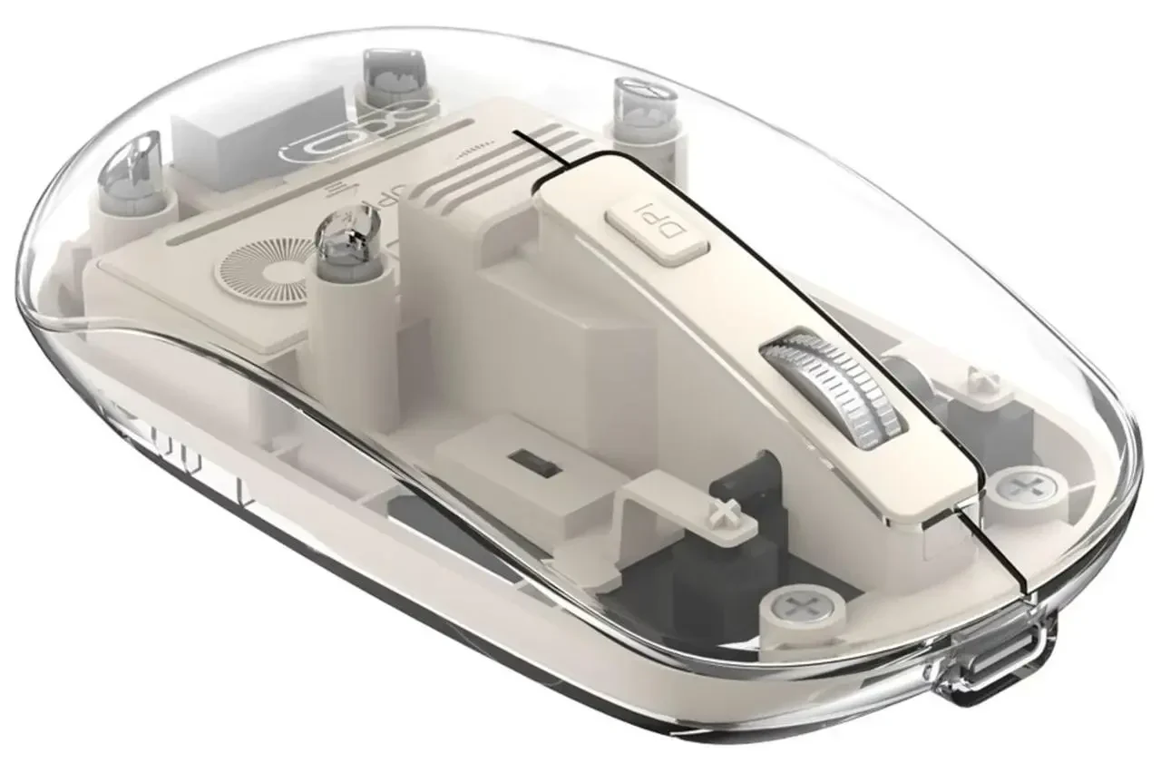 Бездротова мишка XO M12 Transparent, Bluetooth + 2.4G, акумуляторна, тиха, прозорий корпус