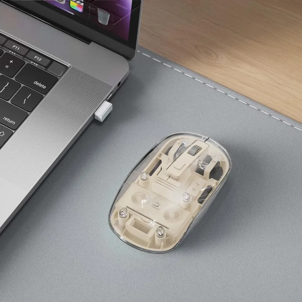 Бездротова мишка XO M12 Transparent, Bluetooth + 2.4G, акумуляторна, тиха, прозорий корпус