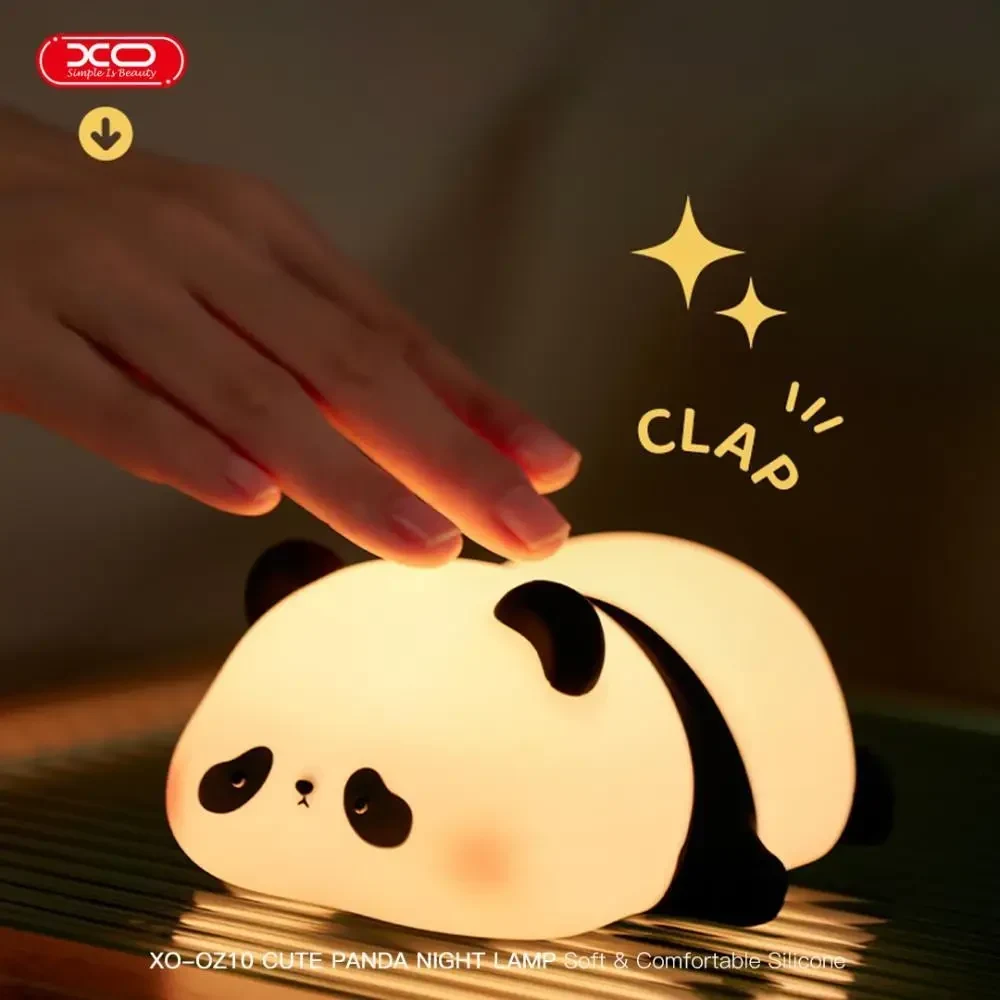 Нічник XO OZ10 Panda Silicone, 1200mAh, сенсорний, 3 режими яскравості, силіконовий, м'який, Білий