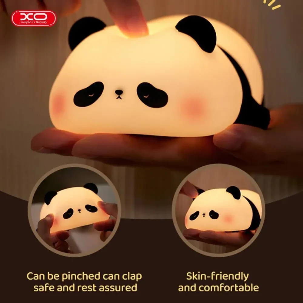Нічник XO OZ10 Panda Silicone, 1200mAh, сенсорний, 3 режими яскравості, силіконовий, м'який, Білий