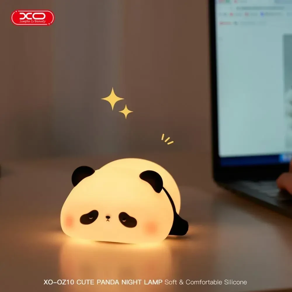 Нічник XO OZ10 Panda Silicone, 1200mAh, сенсорний, 3 режими яскравості, силіконовий, м'який, Білий