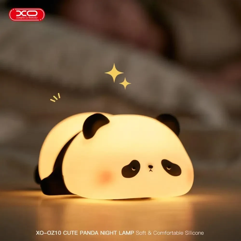 Нічник XO OZ10 Panda Silicone, 1200mAh, сенсорний, 3 режими яскравості, силіконовий, м'який, Білий