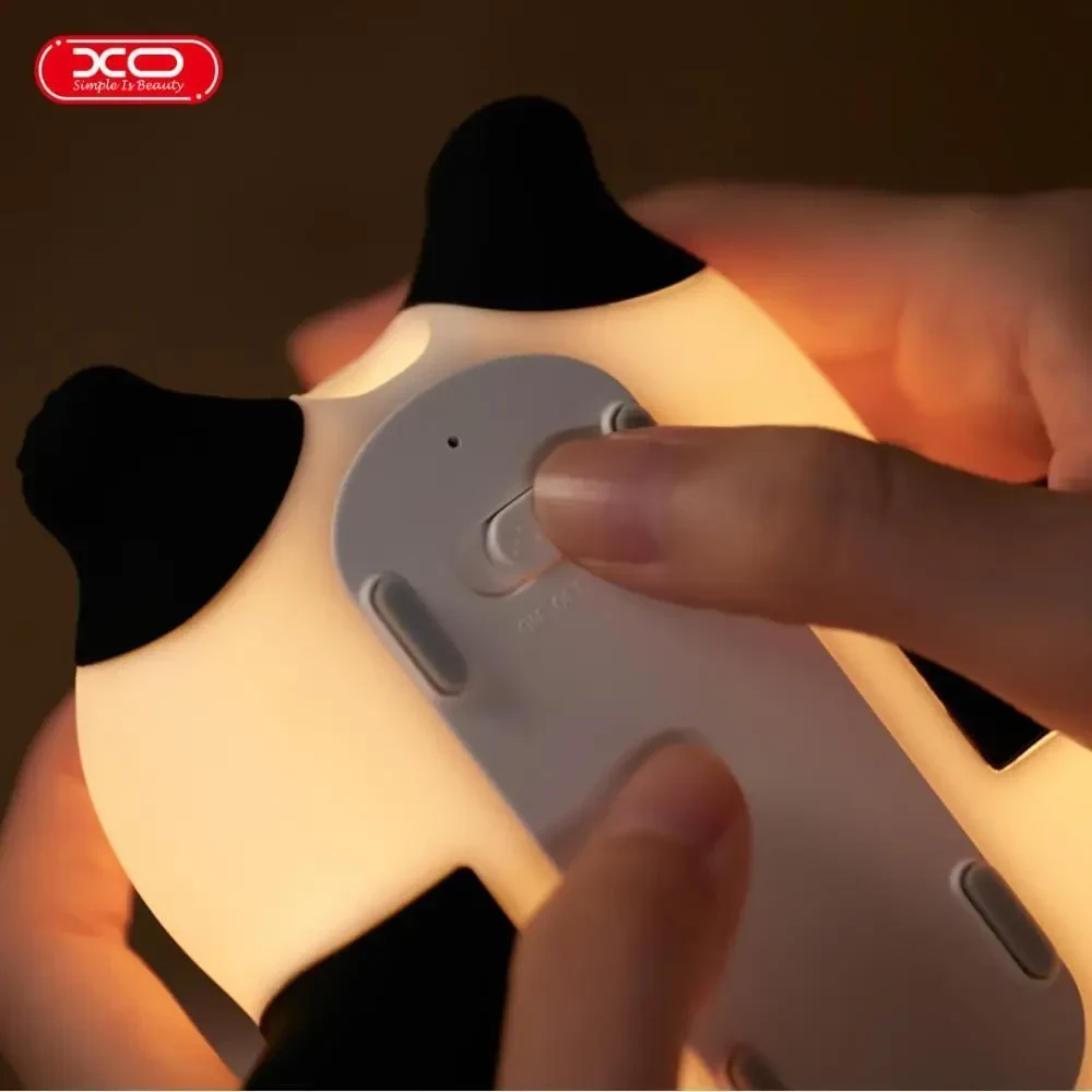 Нічник XO OZ10 Panda Silicone, 1200mAh, сенсорний, 3 режими яскравості, силіконовий, м'який, Білий