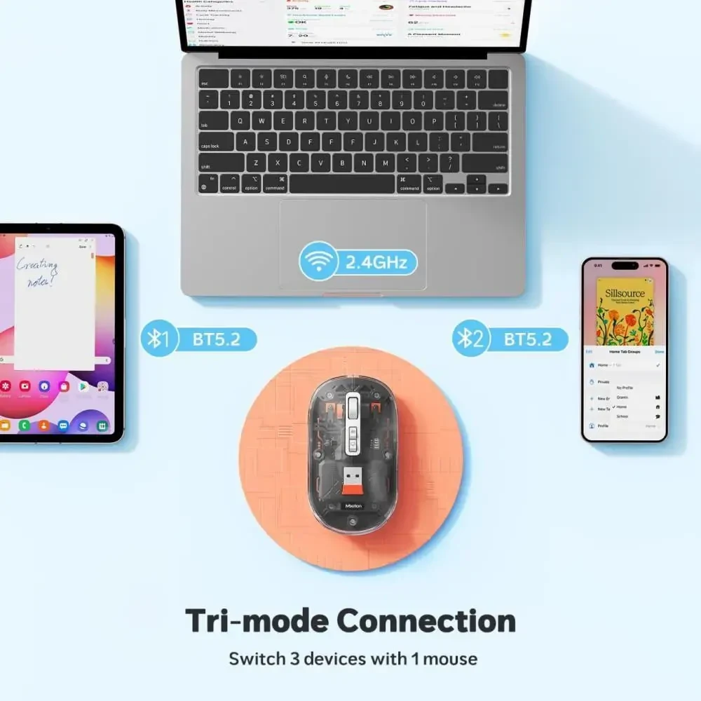 Бездротова ігрова мишка Meetion BTM005, дворежимна (Bluetooth + 2.4G), DPI 800-2400, перезаряджувана