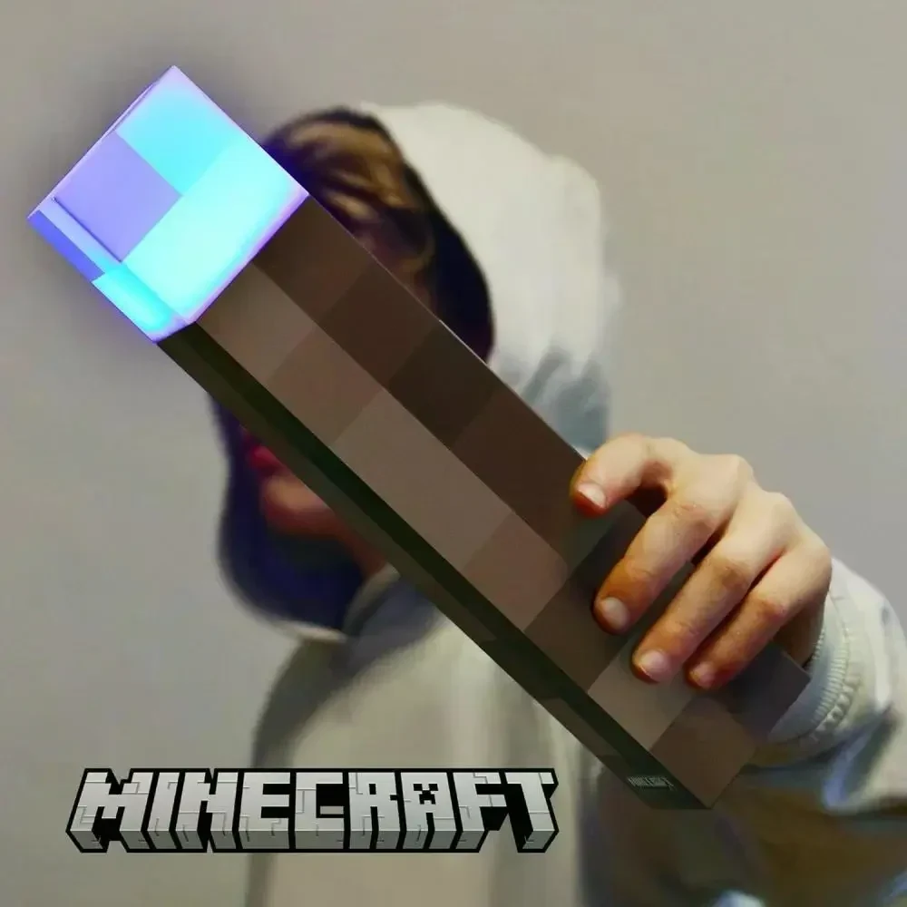 Настільний нічник факел з гри Minecraft (Майнкрафт) Torch Lamp, 4 кольори LED, 1200mAh, USB, настінне кріплення, 28 см