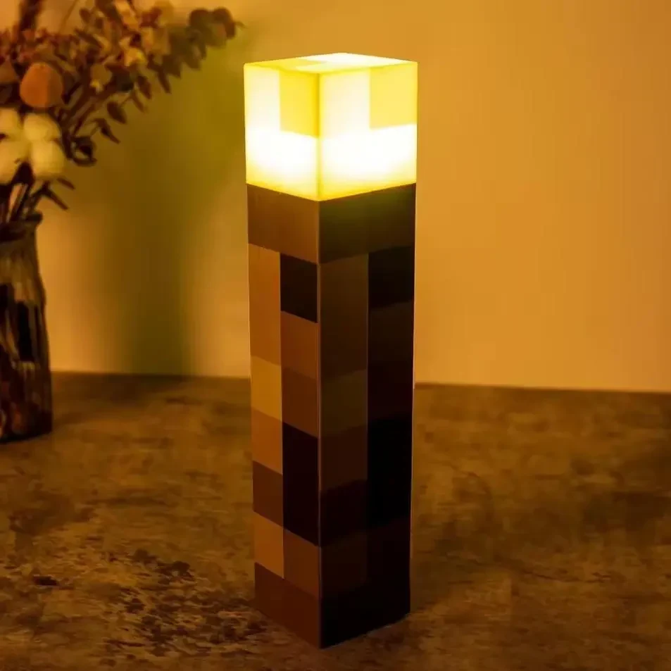 Настільний нічник факел з гри Minecraft (Майнкрафт) Torch Lamp, 4 кольори LED, 1200mAh, USB, настінне кріплення, 28 см
