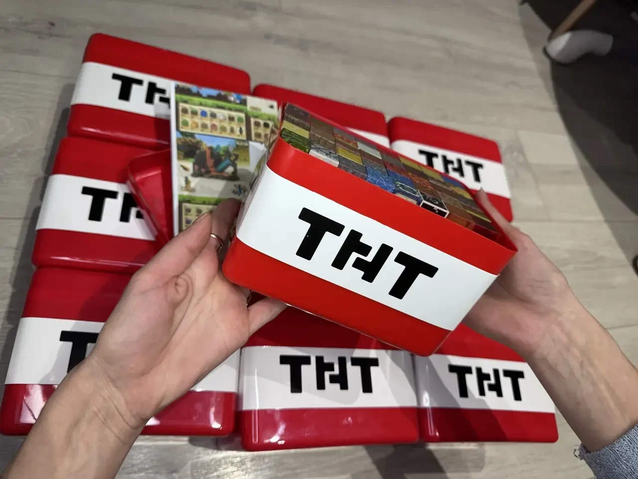 Магнітний конструктор з блоками Minecraft в подарунковому кейсі, набір рандомних блоків Майнкрафт 200шт