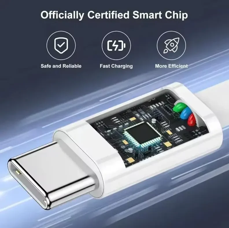 Набір кабелів 3шт. USB-C → USB-C 100W Fast Charging, 3 шт – швидка зарядка для iPhone, Samsung, Xiaomi, Huawei | Білий