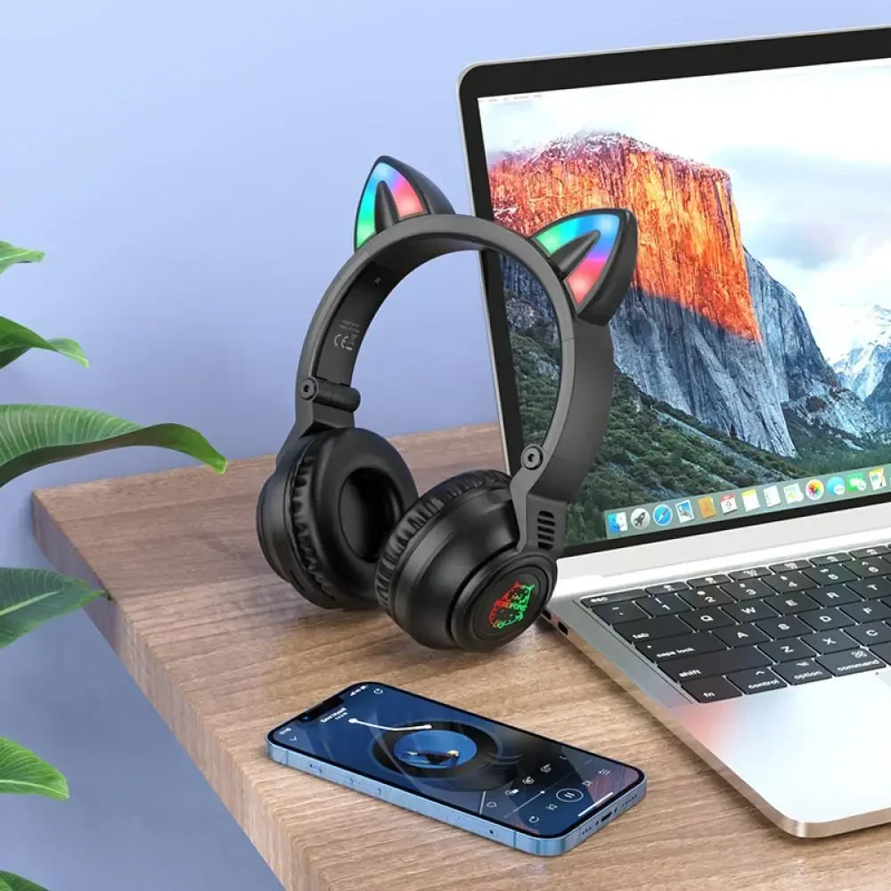 Бездротові Bluetooth навушники BOROFONE BO18 Cat Ear, Чорні