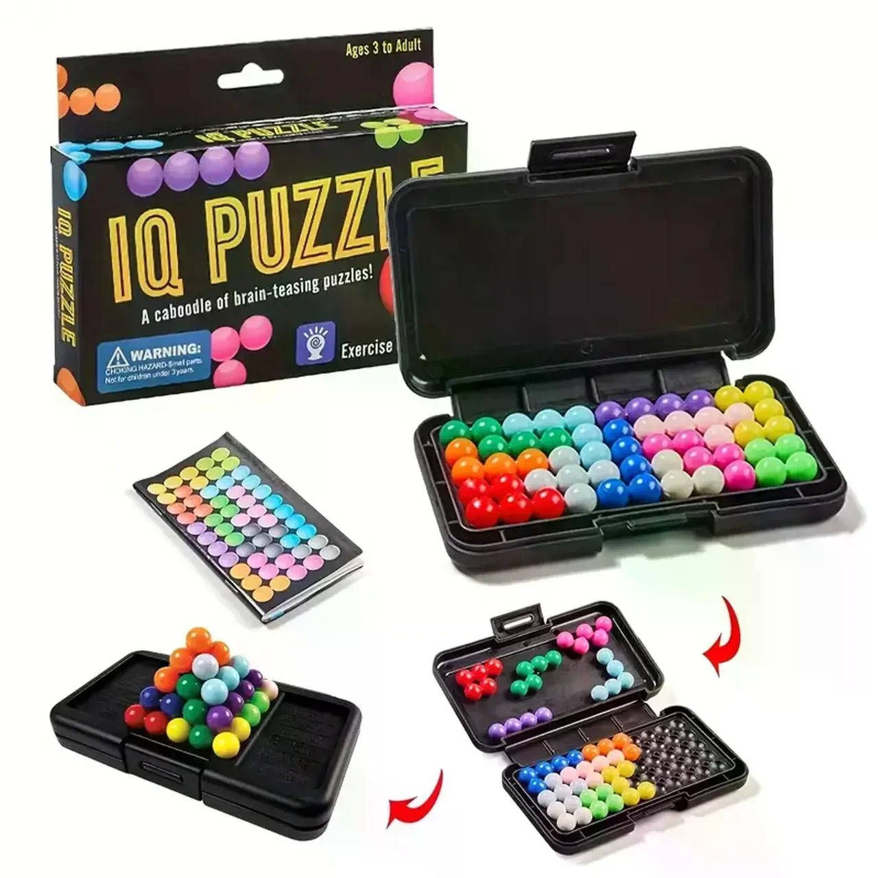 Логічна настільна гра-головоломка IQ 3D Puzzle з кульками, 200 завдань