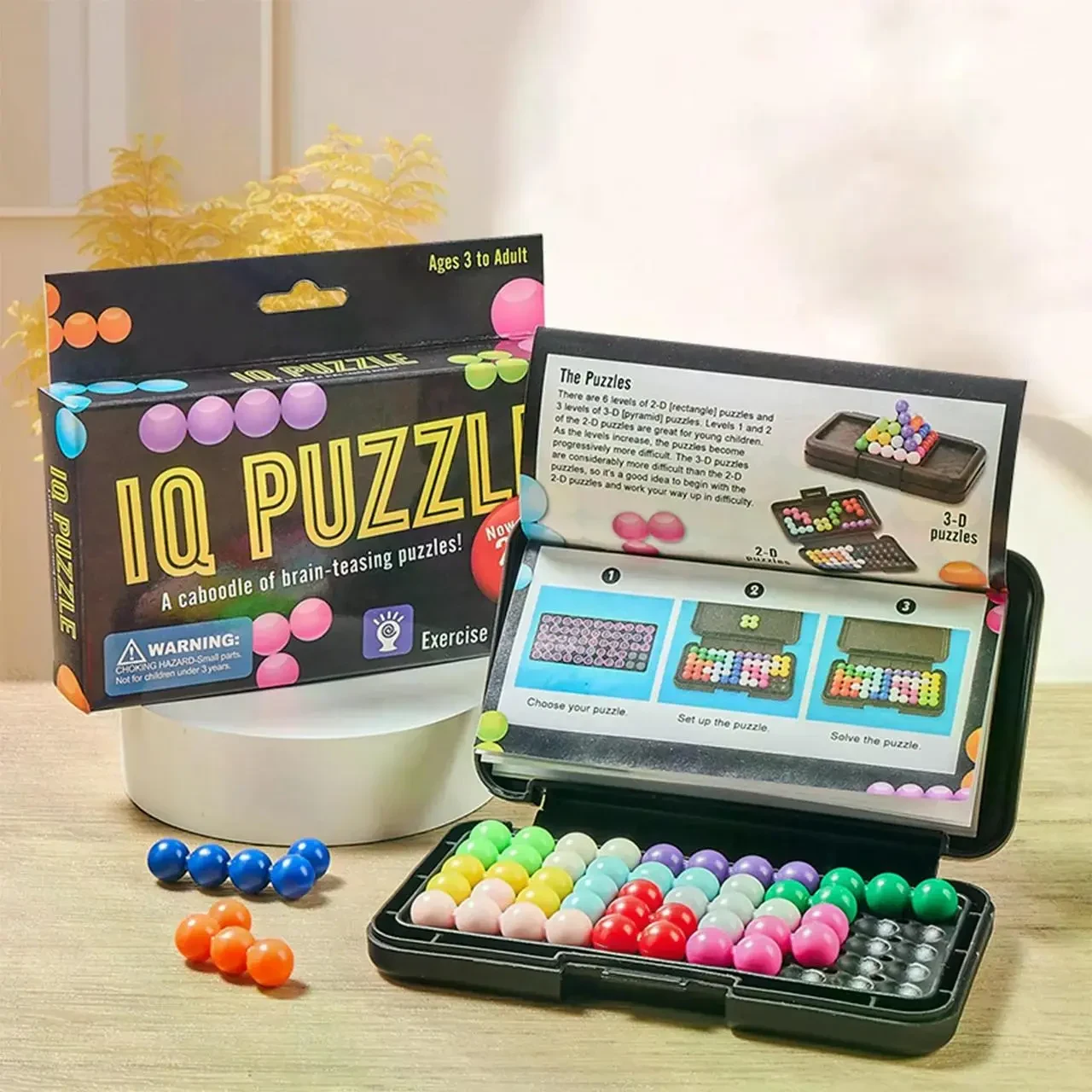 Логічна настільна гра-головоломка IQ 3D Puzzle з кульками, 200 завдань