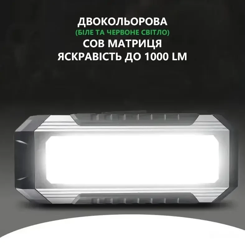Акумуляторний LED ліхтар лампа K586 4000mAh COB 1000 лм з магнітом і гачком, IPX6, Power Bank, Type-C