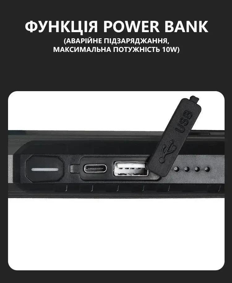 Акумуляторний LED ліхтар лампа K586 4000mAh COB 1000 лм з магнітом і гачком, IPX6, Power Bank, Type-C