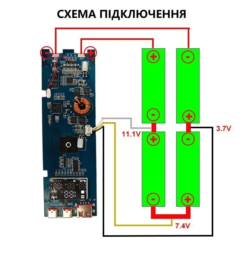 DIY корпус Power Bank PD 100W для 4×21700, швидка зарядка, Type-C, LED-дисплей (необхідно паяти або зварювати)