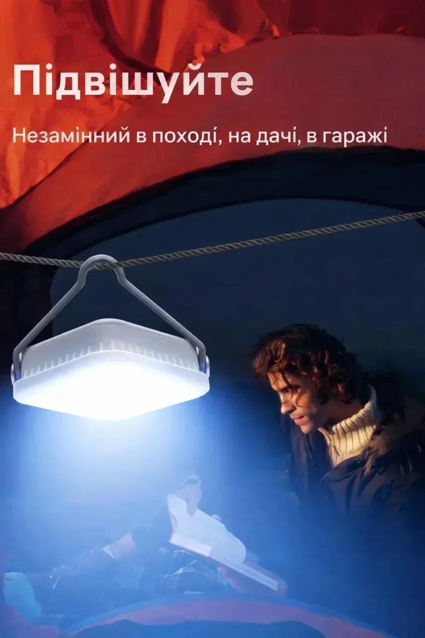 Кемпінговий ліхтар Warsun CP36 800 лм., 4800 мАг. Type-C. Вбудована сонячна панель. Підвісний. 3 Режими яскравості. Тепле і біле