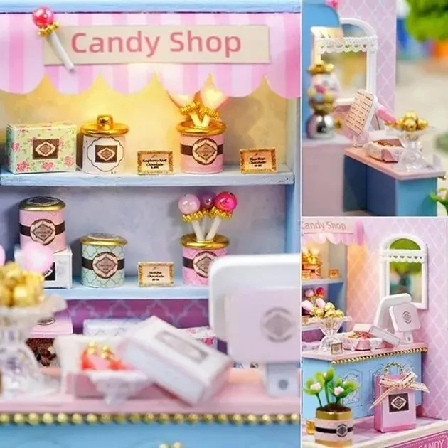 Конструктор 3D Румбокс Yummy Candy (Смачні цукерки) з LED-підсвіткою та пилозахисним ковпаком