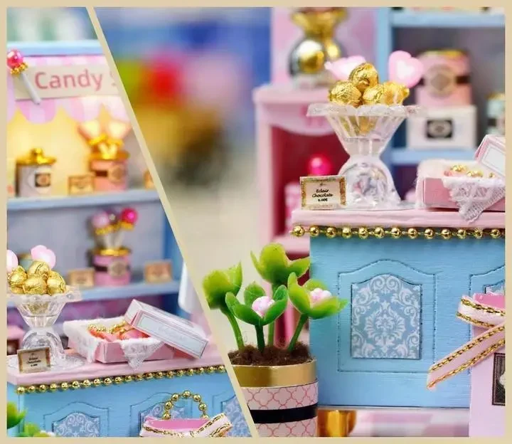 Конструктор 3D Румбокс Yummy Candy (Смачні цукерки) з LED-підсвіткою та пилозахисним ковпаком