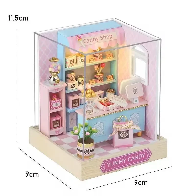 Конструктор 3D Румбокс Yummy Candy (Смачні цукерки) з LED-підсвіткою та пилозахисним ковпаком