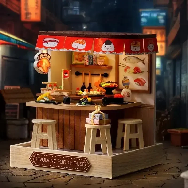 Конструктор 3D Румбокс Revolving Food House (Обертовий будинок їжі) з LED-підсвіткою та пилозахисним ковпаком