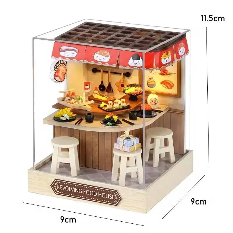 Конструктор 3D Румбокс Revolving Food House (Обертовий будинок їжі) з LED-підсвіткою та пилозахисним ковпаком