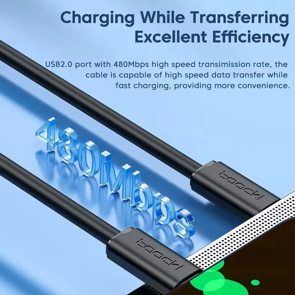 Кабель Toocki USB Type-C to Type-C PD 60W для швидкої зарядки та передачі даних
